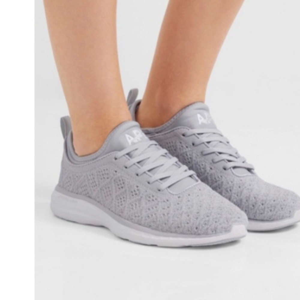 APL Womens Gray and White TechLoom Luxury Athletic Everyday Shoe 9.5